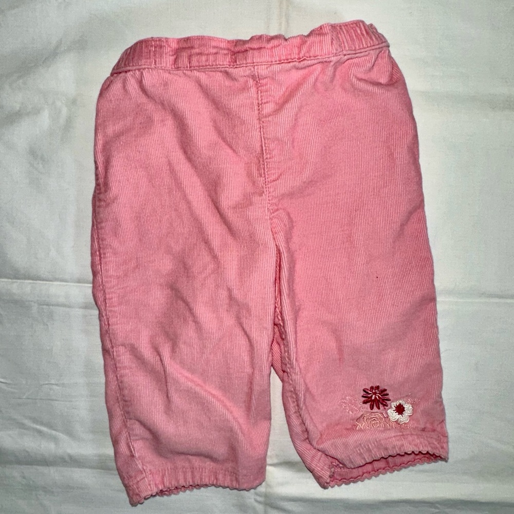 Pink Floral Corduroys w/ Pocket (6M)